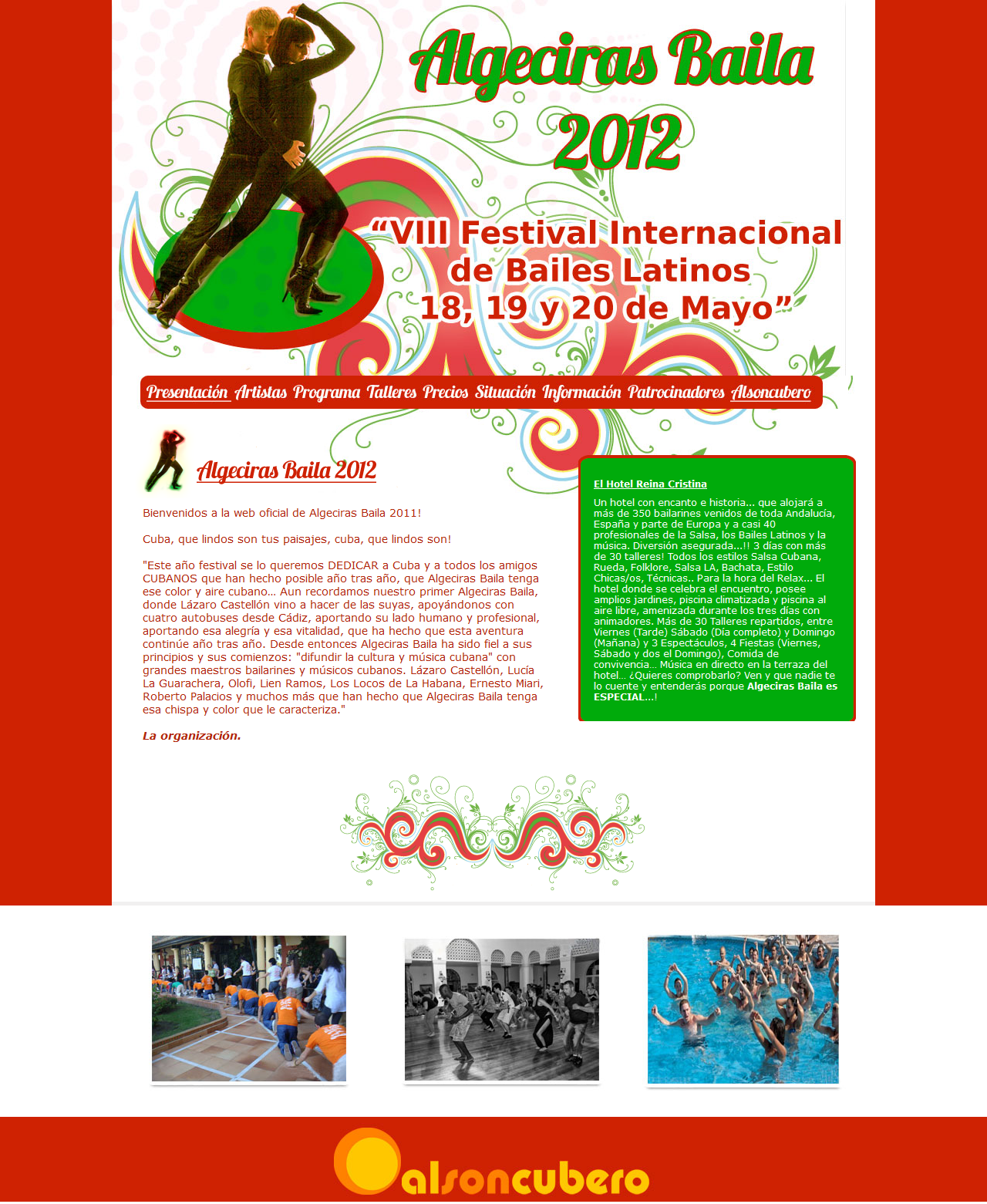 Algeciras Baila 2012 - 18, 19 y 20 de Mayo. Html, Css, Dreamweaver, Photoshop. Año 2012
